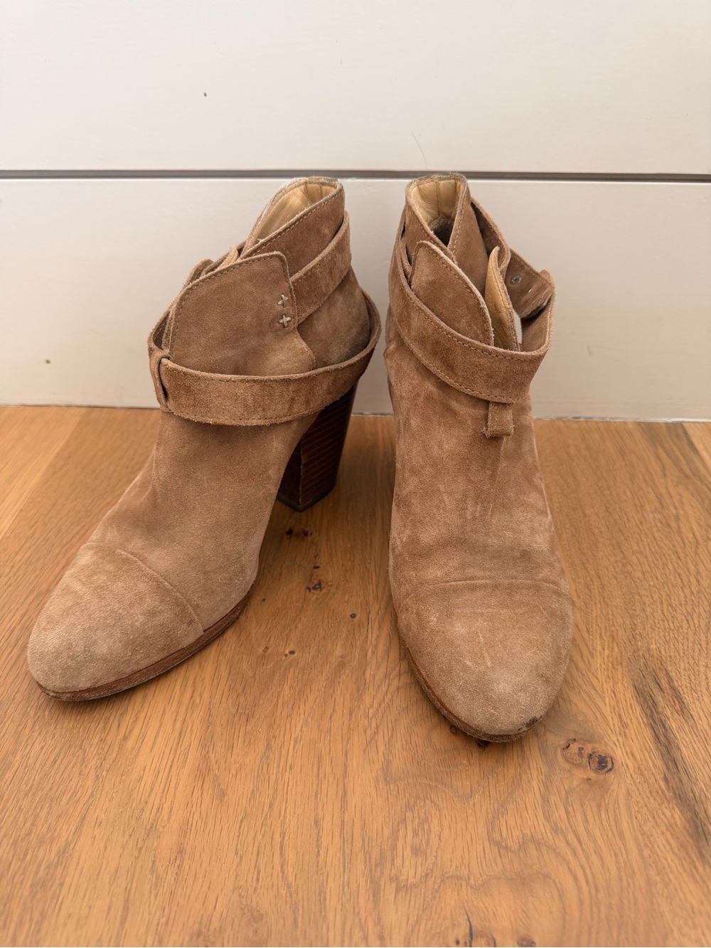 rag & bone Tan Suede Wrap-Strap Ankle Boots